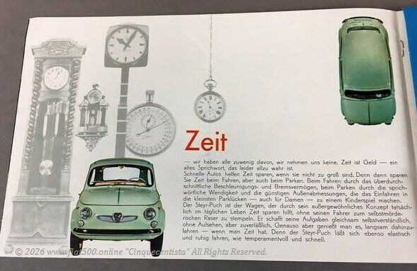 FIAT500 シュタイアー・プフ社製（旧チンクエチェント）カタログ当時物